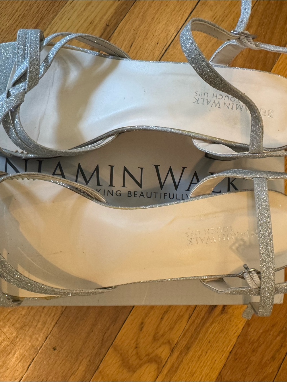 Benjamin Walk Silver Glitter Strappy Heels